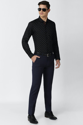 PETER ENGLAND Men Printed Formal Black Shirt