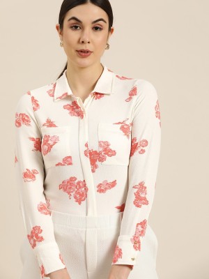 her by invictus Women Floral Print Formal Red, White Shirt