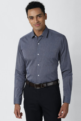 PETER ENGLAND Men Self Design Formal Dark Blue Shirt
