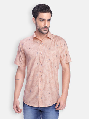 Zeal G Men Printed Casual Pink Shirt