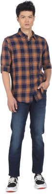 FLYING MACHINE Men Checkered Casual Red Shirt