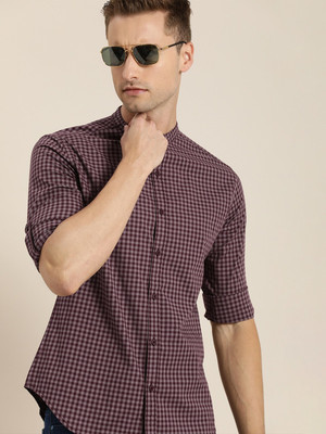 Moda Rapido Men Checkered Casual Maroon Shirt