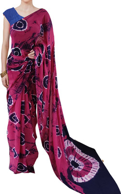 Jaipuri Print Blocked Printed, Color Block, Dyed, Floral Print, Printed Daily Wear Pure Cotton Saree(Purple)