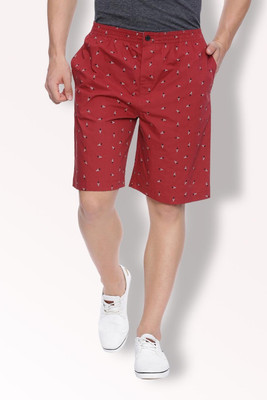 VAN HEUSEN Printed Men Maroon Regular Shorts