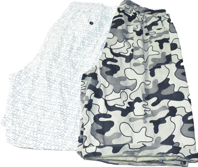 Athena Cart Printed Men White, Green Basic Shorts