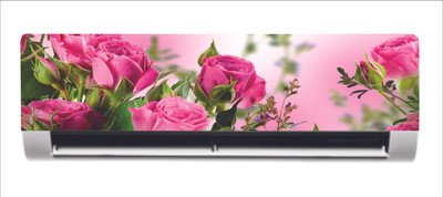 sp decals 30 cm decorative beautiful pink roses with green leaves ac sticker Self Adhesive Sticker(Pack of 1)