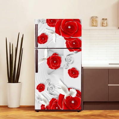 WallWear 160 cm F- Dimond Red Rose Self Adhesive Sticker(Pack of 1)