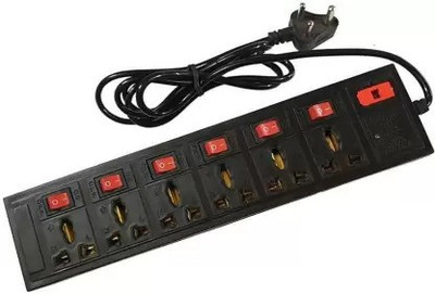 SOYEN BS TOVEX 6 PLUGH 6 SOCKET 3 METER RIV 8  Socket Extension Boards(Black, 3 m)
