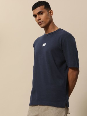 Mr Bowerbird Solid Men Round Neck Navy Blue T-Shirt