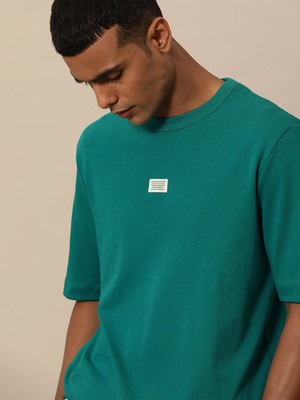 Mr Bowerbird Solid Men Round Neck Dark Blue T-Shirt