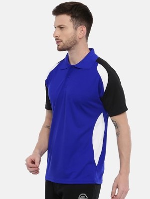 GS Enterprises Colorblock Men Round Neck Blue T-Shirt