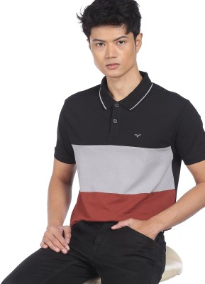 FLYING MACHINE Colorblock Men Polo Neck Brown T-Shirt
