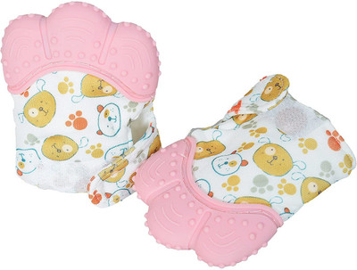 Crystal zone Silicon Teething Mittens Food Grade Teether Hand Glove Cute Infant Babies Teether(Multicolor)