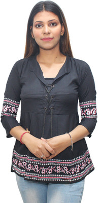 Hautemoda Casual Printed Women Black Top