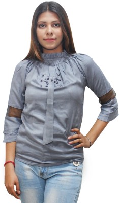 Hautemoda Casual Solid Women Grey Top