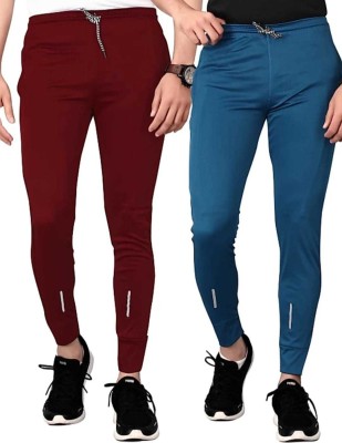 ynam Slim Fit Men Maroon, Light Blue Trousers