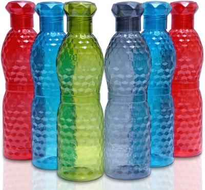 AneriDEALS Crystal Clear Water Bottle for Fridge for Home Office Gym School Boy Unbreakable 1000 ml Bottle(Pack of 6, Green, Black, Blue, Red, Multicolor, Plastic)