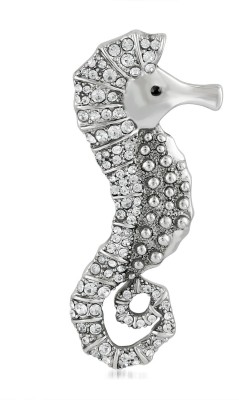 mahi Crystal Sea Horse Brooch Brooch(White)