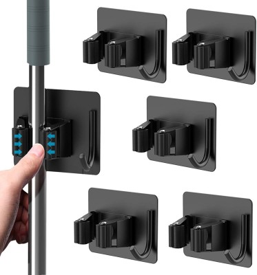 JIALTO Black Stainless Steel Broom Holder(5 Holders)