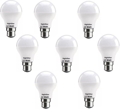 Nightstar 12 W Round B22 D LED Bulb(White, Pack of 8)