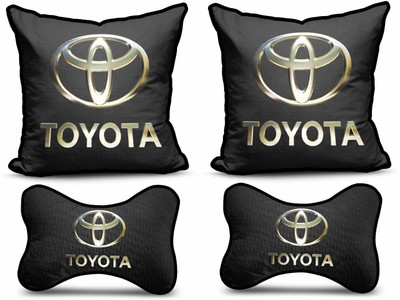 kioni Black Polyester Car Pillow Cushion for Toyota(Square, Pack of 4)
