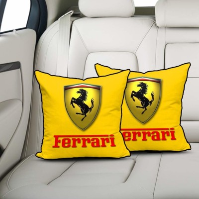 kioni Yellow Polyester Car Pillow Cushion for Universal For Car(Square, Pack of 2)