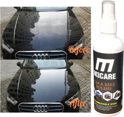 M3CARE Liquid Car Polish for Windscreen, Metal Parts, Leather, Headlight, Exterior, Dashboard, Chrome Accent, Bumper(200 ml, Pack of 1)