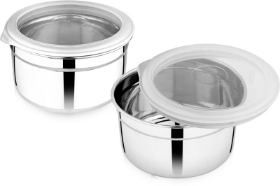 SEGOVIA Steel Cookie Jar  - 1 L(Pack of 2, Silver)