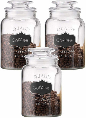 DEEP ENTERPRISE Glass Cookie Jar  - 1500 ml(Pack of 3, Clear)