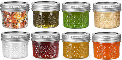 AshandRoh Glass Grocery Container  - 100 ml(Pack of 8, Clear)