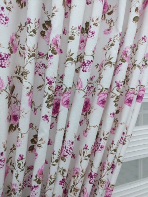 S22 274 cm (9 ft) Polyester Room Darkening Long Door Curtain (Pack Of 2)(Floral, White, Pink)