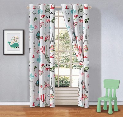 nobel fab 154 cm (5 ft) Polyester Room Darkening Window Curtain (Pack Of 2)(3D Printed, White)