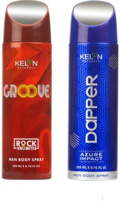 Kelyn Groove & Dapper Body Spray Deodorant Spray  -  For Men(200 ml, Pack of 2)