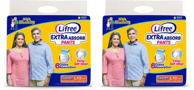 LIFREE Adult Diaper Pants Unisex, Set Of 2 Large size 10 Pieces Adult Diapers - L(10 Pieces)