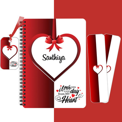 epheriwala I Love You Santhiya A5 Diary Ruled 140 Pages(Red)