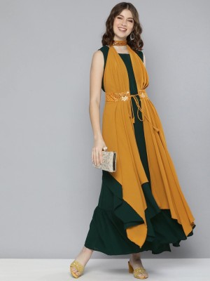 Lymi Label Women Maxi Green, Yellow Dress