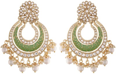 I Jewels I Jewels 18k High Gold Plated Kundan & Pearl Studded Earrings (E2860Min) Alloy Jhumki Earring