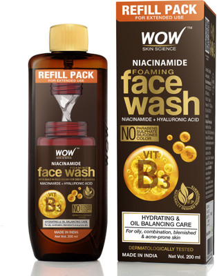 WOW SKIN SCIENCE Niacinamide Foaming For Blemishes Refill Pack for Extended Use Face Wash (200 ml)