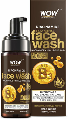 WOW SKIN SCIENCE Niacinamide Foaming For Blemishes, Oil Control & Acne Spots. Face Wash