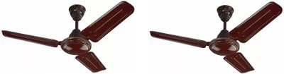 BAJAJ New Bahar 900 mm Brown CF 900 mm Silent Operation 3 Blade Ceiling Fan (Brown, Pack of 2)