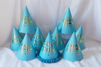 SHRUSTAM BIRTHDAY CAP(SKY BLUE, Pack of 9)