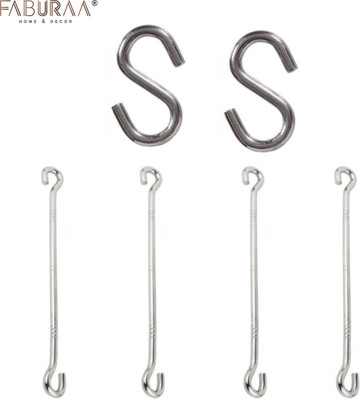 Faburaa Accessories Set for Hammock Swings Chairs - 2 S Hook, 4 Rod Swivel Hook 6(Pack of 6)