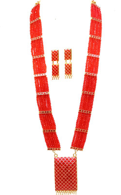 balaji gold Copper Gold-plated Red Jewellery Set(Pack of 1)