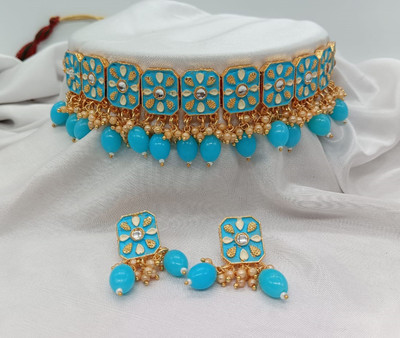 Orbis Alloy Gold-plated Turquoise Jewellery Set(Pack of 1)