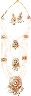 NIKYANKA Brass Gold-plated White Jewellery Set(Pack of 3)