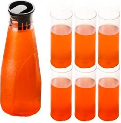 Gadget Zone unbreakable jug with set of 6 cold drink glass Jug Glass Jug Bottle Glass Set(plastic)