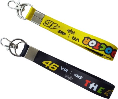 Deethyas Fashion Pack of 2 MotoGP Valentino Rossi Doctor VR46 7inch yellow Black Fabric Locking Key Chain