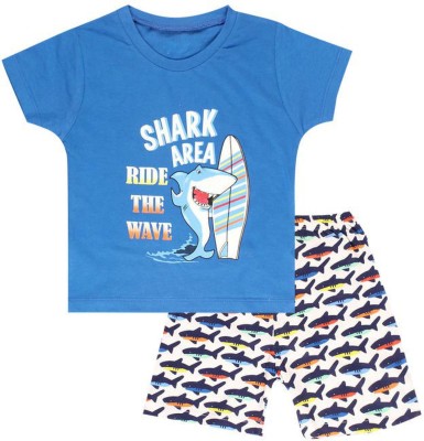 Bold N Elegant Baby Boys & Baby Girls Casual T-shirt Shorts(Blue, White)