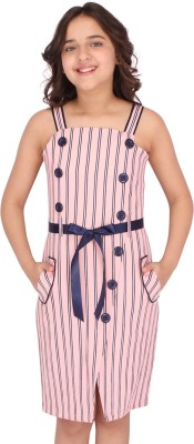 Cutecumber Girls Midi/Knee Length Casual Dress(Pink, Sleeveless)