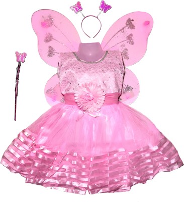 RG Collection Baby Girls Midi/Knee Length Festive/Wedding Dress(Pink, Sleeveless)